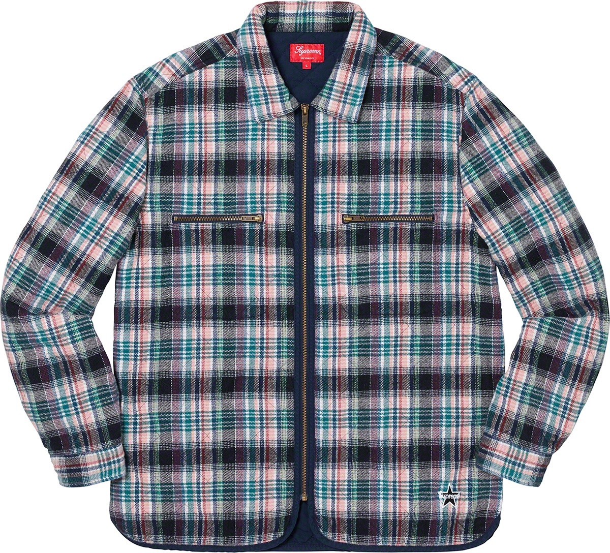 Quilted Plaid Zip Up Shirt view 2